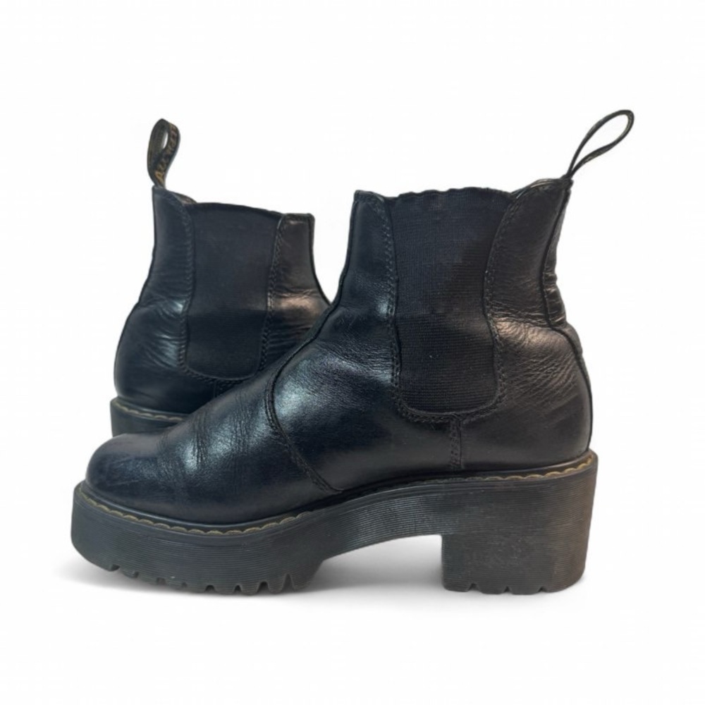 DR. MARTENS BLACK LEATHER PLATFORM ROMETTY BOOTS WOMAN 38 - Picture 7 of 15